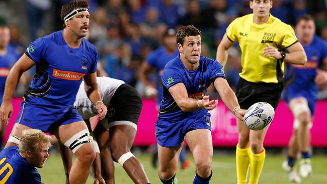 Ian Prior of the Western Force passes the ball during their World Series Rugby match against the Fiji Warriors on Friday night.