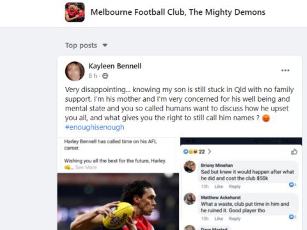 Kayleen Bennell’s social media post.