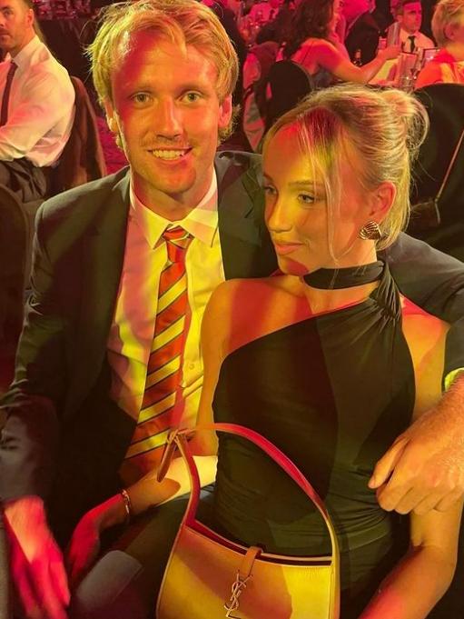 New Port Adelaide player Jack Lukosius and partner Paris Nicholson. Picture: Instagram