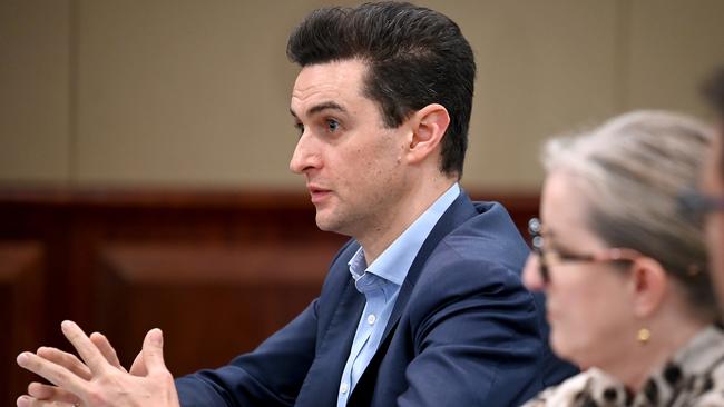 Brisbane Airport Corporation aviation general manager Ryan Both at the Senate inquiry. Picture: John Gass