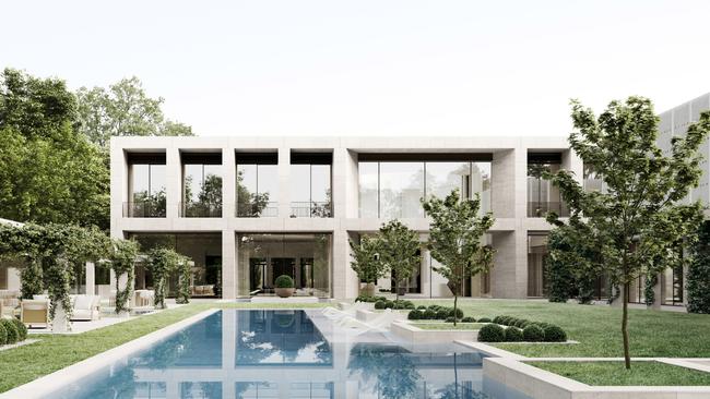 Artist drawings of how Toorak’s newest mansion will look.