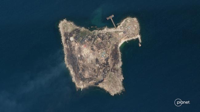 A satellite shot of Snake Island on June 30. Picture: Planet Labs via AFP