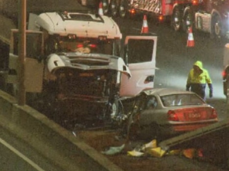 The car appears to have driven through the Domain Tunnel on the wrong side of the road. Picture: Supplied