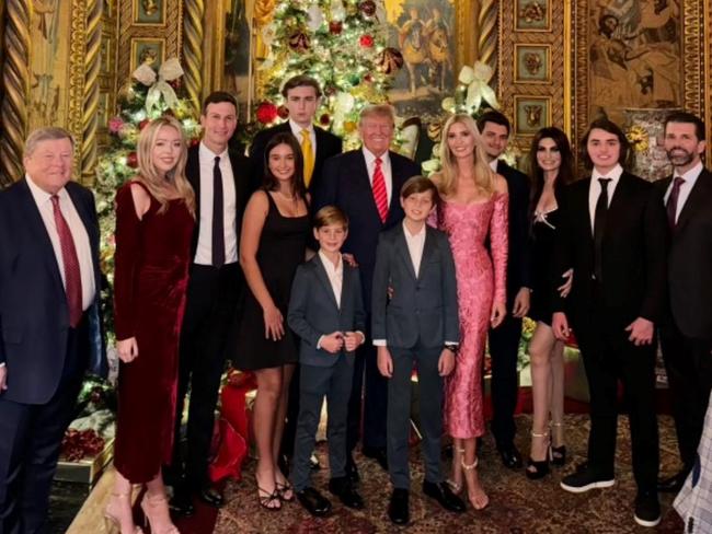 Former first lady Melania Trump was missing from a Trump family Christmas photo. Picture: Kimberly Guilfoyle/Instagram