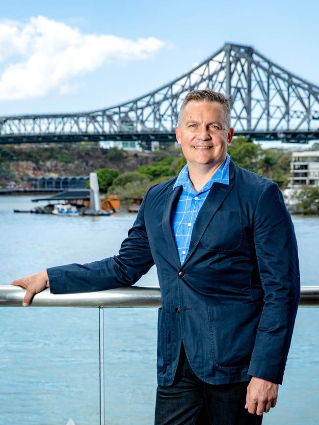 Adrian Rosato poses at waterfront restaurant Madame Wu in Brisbane. Picture: AAP Image/Richard Walker