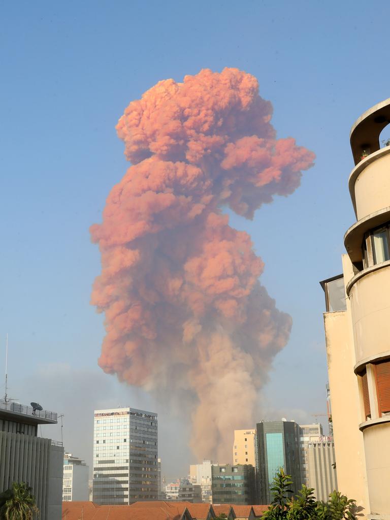 The scene of an explosion in Beirut. Picture: AFP