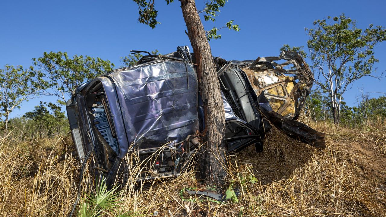 The crash wreckage at Manton Dam. Picture: Floss Adams