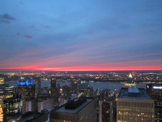 Sunset views from the Top of the Rock in New York. Picture: Sarah Sharples