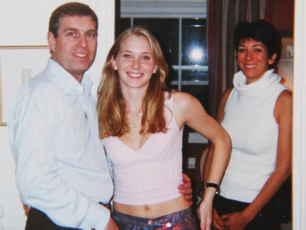 Prince Andrew poses with a 17-year-old Virginia Roberts in the home of alleged Epstein pimp Ghislaine Maxwell in London’s Belgravia. Picture: Backgrid