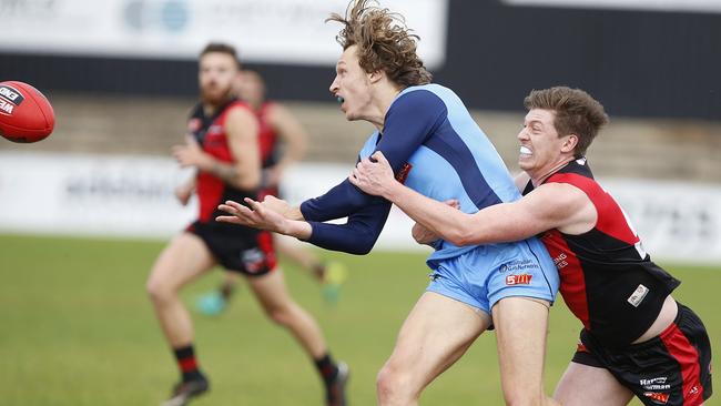 Tom Harms thrived in defence for the Double Blues. Picture: Deb Curtis