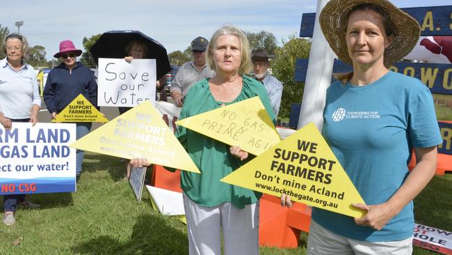 Vowing to challenge the expanding New Acland Coal mine's water licence in the Land Court are (from left) Gayle Pendler and Kushla Gale.