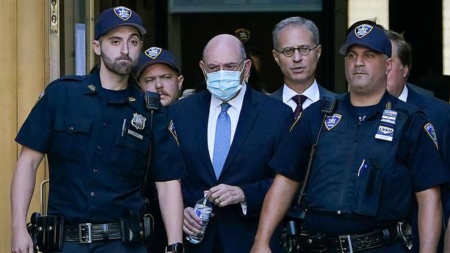 Former Trump Organization Chief Financial Officer Allen Weisselberg (C) leaves Manhattan Criminal Courthouse after pleading guilty to criminal charges. Picture: AFP.