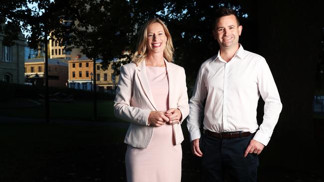 Labor leader Rebecca White with Labor candidate Dean Winter. Picture: Nikki Davis-Jones