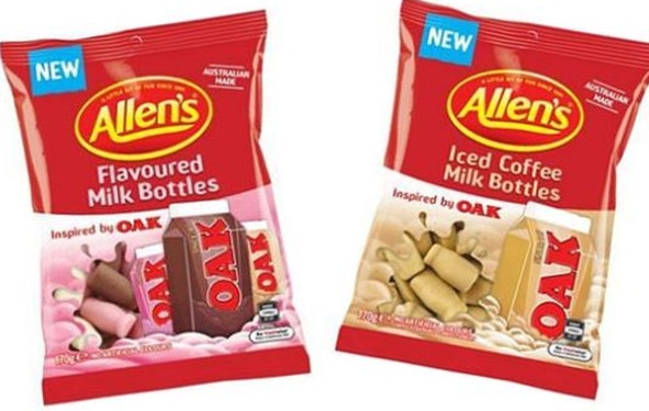 Allen's is releasing Oak milk flavoured versions of its classic milk bottle lollies