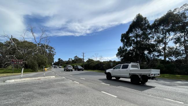 Speed limits have been reduced along this section of Nepean Highway, Mount Martha, to stop further damage to the road ahead of repairs. Picture: Lucy Callander