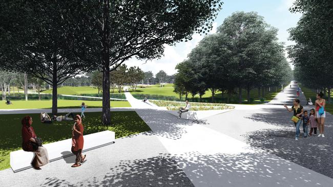 Artist impressions of the Mays Hill Master Plan that will transform the Mays Hill Precinct in Parramatta Park into a new recreational and leisure space for the community.