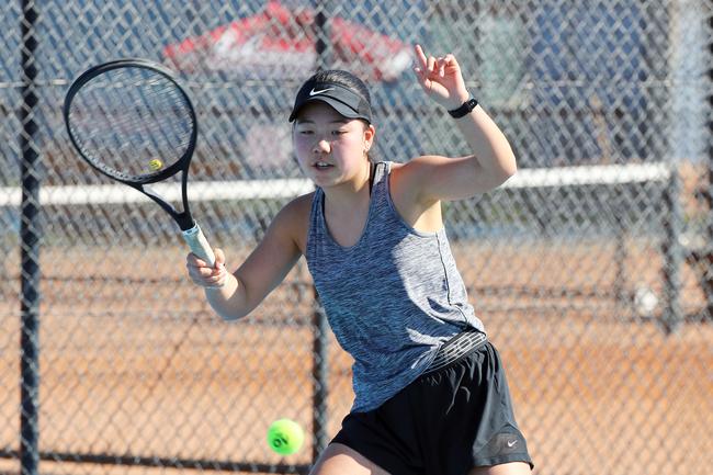 Action from the International Tennis Federation junior tournament at KDV on the Gold Coast. Picture: Tertius Pickard