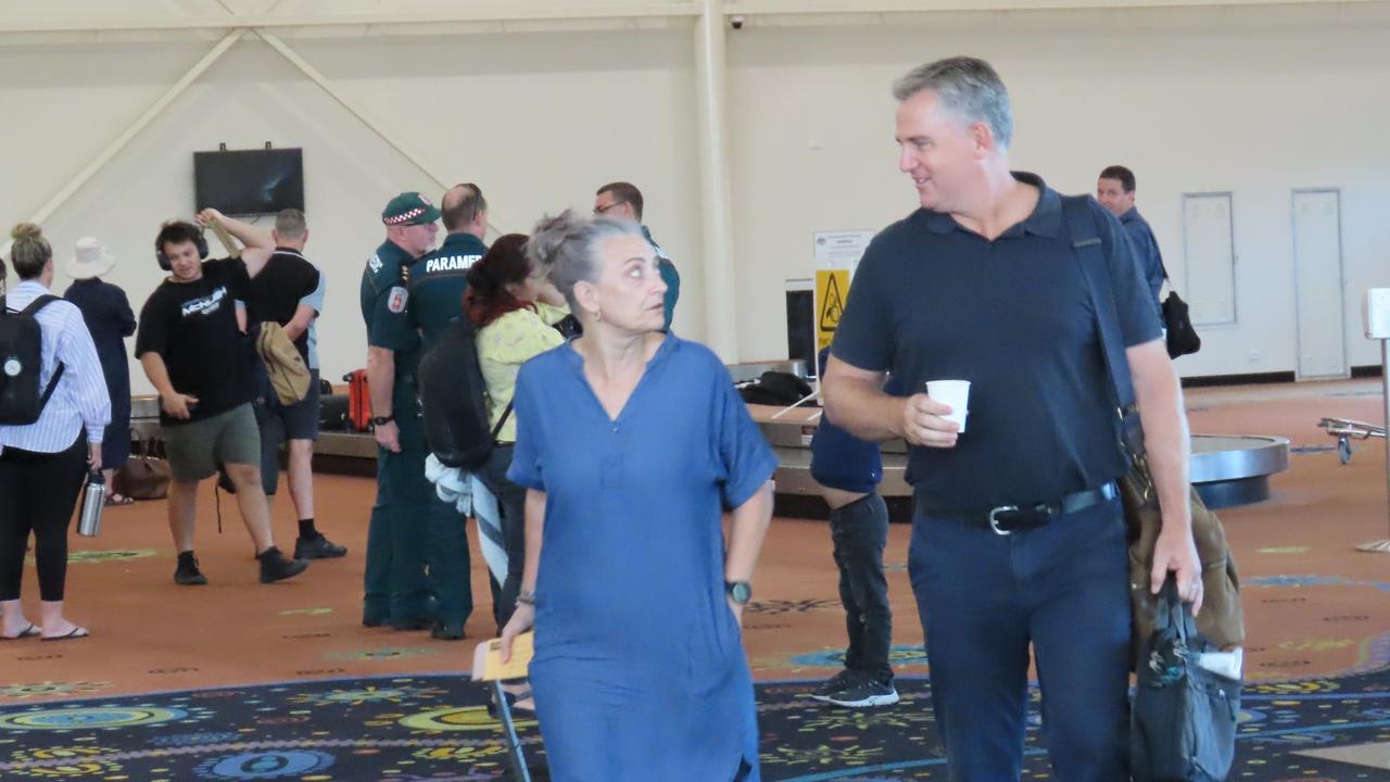 Police Minister Kate Worden and Johnston MLA Joel Bowden arrived in Alice Springs on Thursday morning for a caucus meeting. Picture: Annabel Bowles