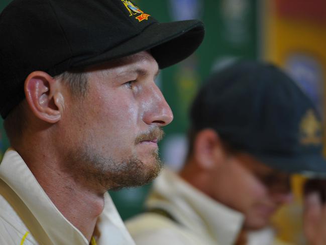 CAPE TOWN, SOUTH AFRICA - MARCH 24: Steven Smith (capt) and Cameron Bancroft (L)  of Australia during day 3 of the 3rd Sunfoil Test match between South Africa and Australia at PPC Newlands on March 24, 2018 in Cape Town, South Africa. Australian batsman Cameron Bancroft admits to attempting to change the condition of the ball by using a foreign object.  (Photo by Ashley Vlotman/Gallo Images/Getty Images)