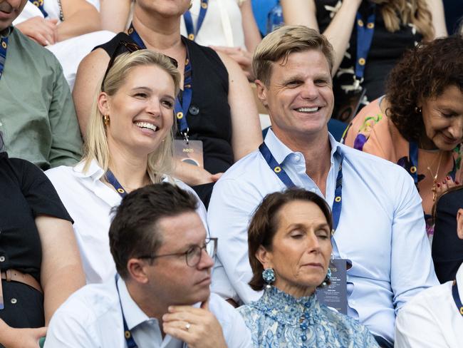 Nick Riewoldt (right) and wife Catherine enjoying the Australian Open. Picture: Supplied