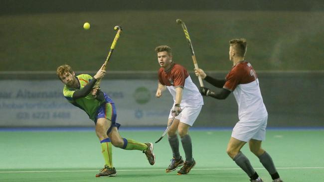 OHA's Kurt Mackey launches the ball up the line in the clash against the DiamondBacks in 2019. Picture: PATRICK GEE