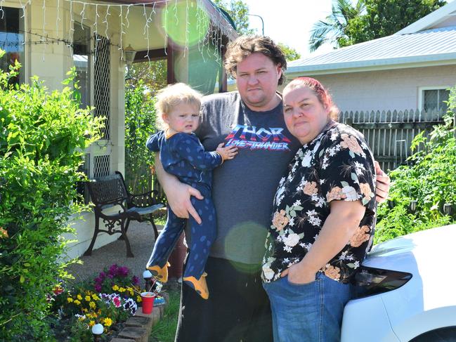 Annandale family Zach Smith, Gabbie Gamauf and their youngest son Quin. Picture: Natasha Emeck