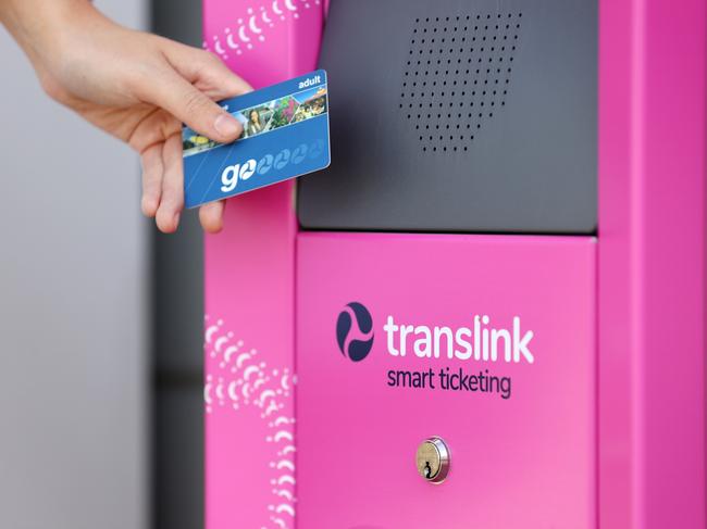 Lucy Brown, 23, tapping her go card at the new Translink machine at Windsor Station. Contact 0428786886. Pics Tara Croser.