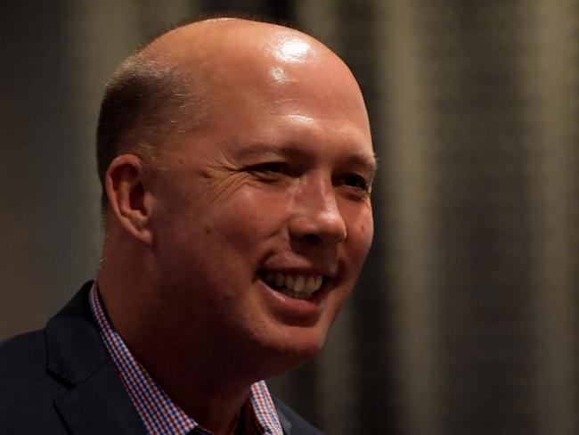 Immigration Minister Peter Dutton arrives at the LNP Election function on Saturday. Picture: AAP