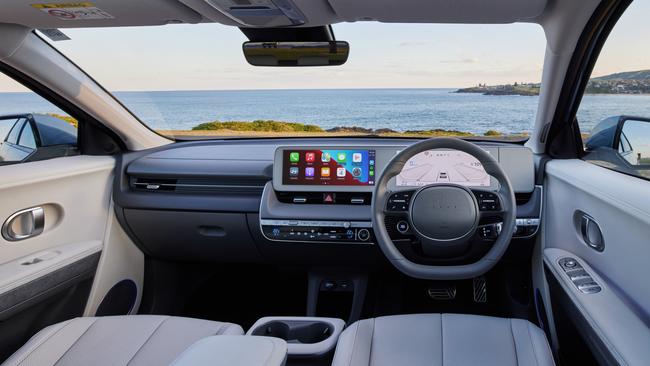 The Ioniq’s spacious cabin is loaded with tech.