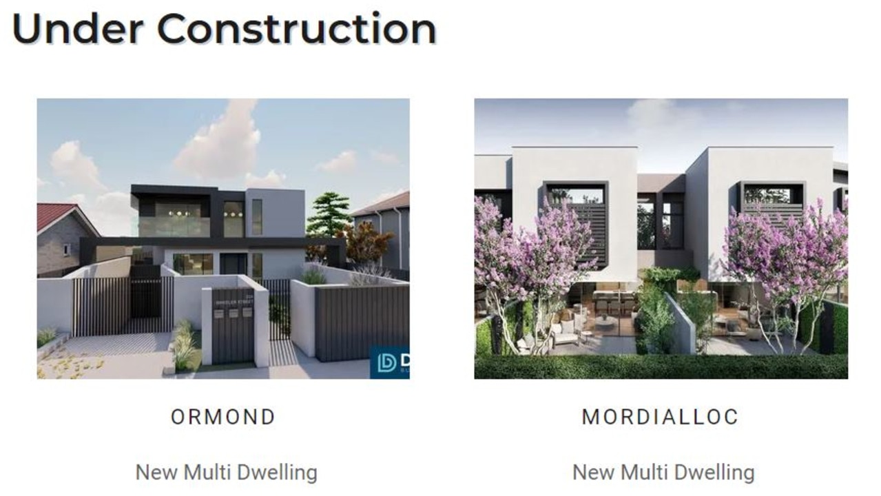 Projects under construction according to Delco Building Group's website. Picture: Delco Building Group