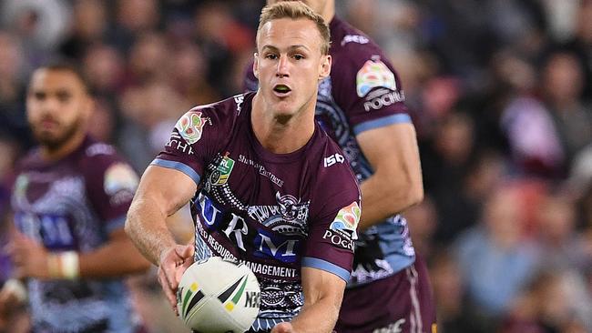 Daly Cherry-Evans of the Sea Eagles during the Round 10 NRL match between the Manly-Warringah Sea Eagles and the Brisbane Broncos at Suncorp Stadium in Brisbane, Saturday, May 12, 2018. (AAP Image/Dave Hunt) NO ARCHIVING, EDITORIAL USE ONLY