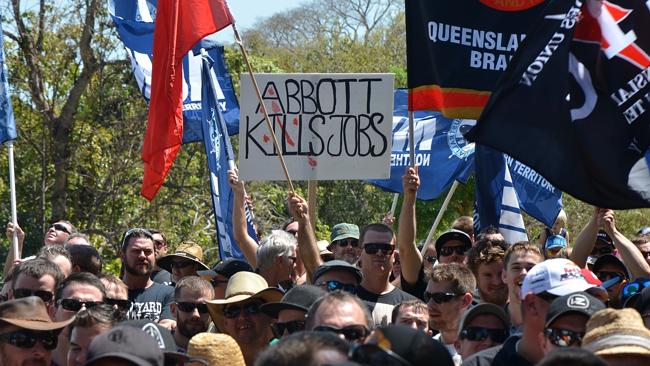 Supplied Editorial Union members rally against conditions of the China Australia Free Trade Agreement in Darwin. Pho