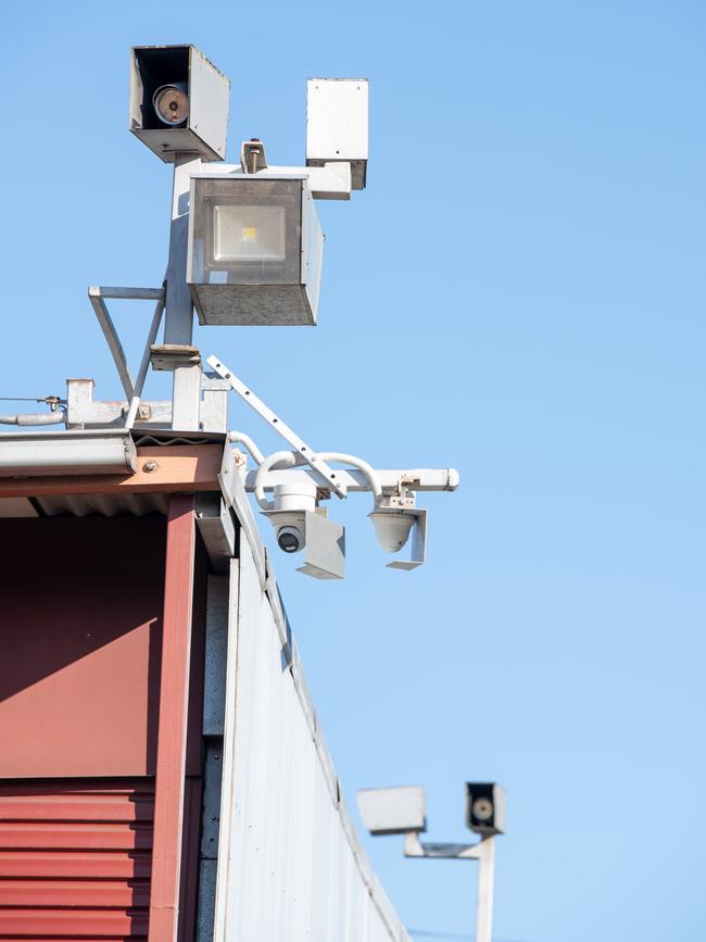 Alex Saikaly’s cameras at his Hurstville property. Picture Thomas Lisson