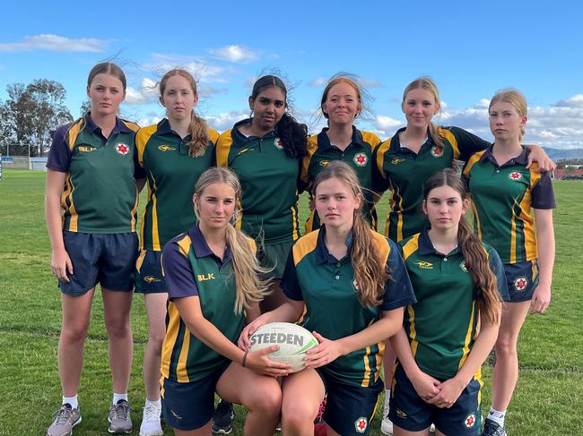 Assumption College u15 girls side will be competing in the South West Sevens competition Back Row: Caitlyn Rhodes, Ava McLucas, Kirra-Lee Curtis, Lauren Trotman, Rachel Brassel, Morgan O”leary Front Row: Kaitlyn Fischer, Abby Hammond, Lily Bennet Absent: Ember Barnsdale, Suzie Spiller, Isabelle Beer, Montanna Osborne, Hally Mutch (Photo: Tom Duggan / Assumption College)