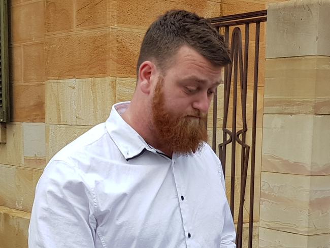 Zachary Thomas outside the Adelaide Magistrates Court, where he pleaded guilty to a Hindley St assault that left a man with traumatic brain injuries. Picture: Sean Fewster