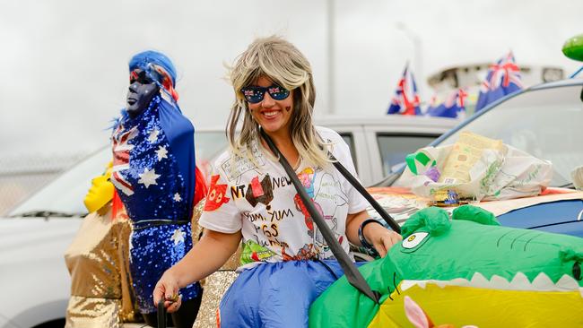 Alanna Oppermann and friends at the 20th annual Hot 100 Australia Day Ute Run in Darwin. Picture Glenn Campbell/NCA Newswire