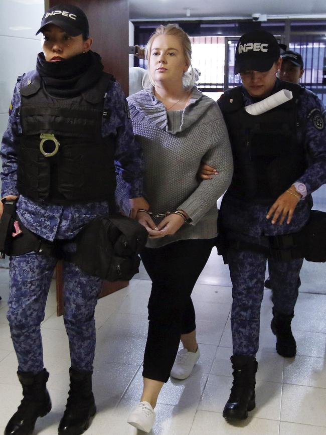 Cassandra Sainsbury, of Australia, arrives for a court hearing in Bogota, Colombia, in 2017. Picture: AP Photo/Fernando Vergara