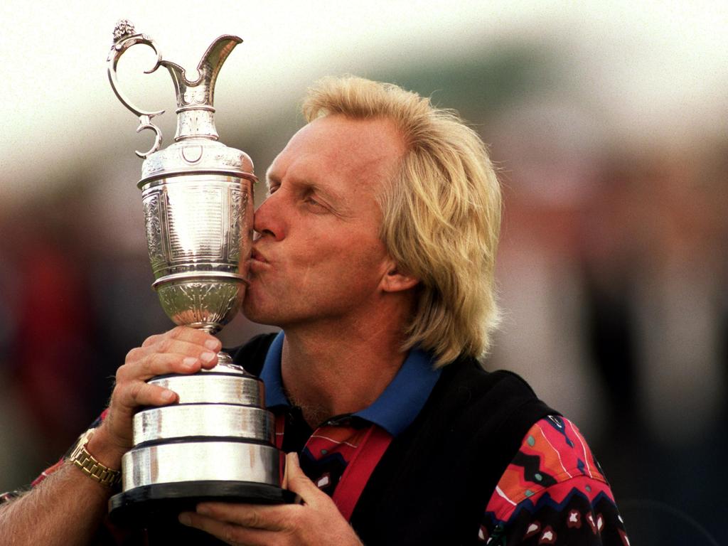 Greg Norman’s second major victory was at the 1993 British Open. Picture: Ross Kinnaird/EMPICS via Getty Images