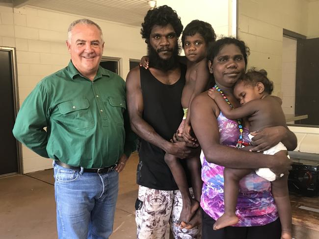 Minister for Local Government, Housing and Community Development, Gerry McCarthy, with the Weemol family, whose home was extended as part of the NT Government’s Room to Breathe program. Picture: Supplied