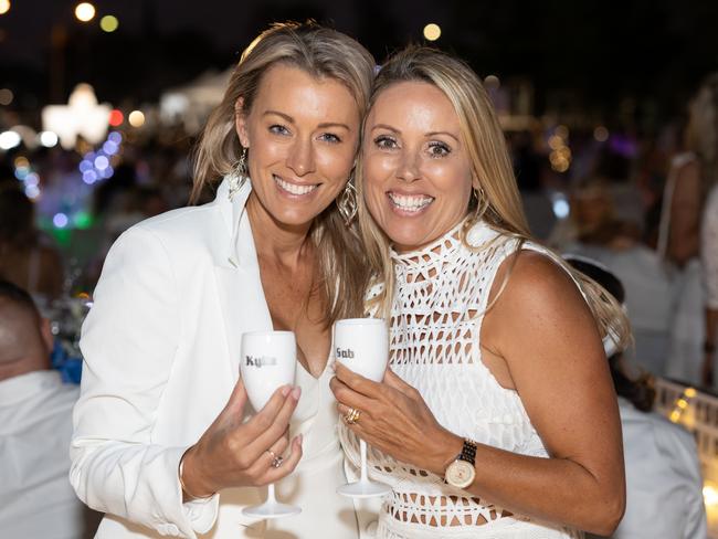 Gab Albrecht and Kylie Phelan. The Pulse for DÃÂ®ner en Blanc Gold Coast at Broadbeach Park on April 22, 2023. Picture: Celeste Humphrey