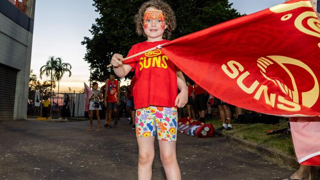 Fans at the Gold Coast Suns v Western Bulldogs 2025 AFL match at TIO Stadium. Picture: Pema Tamang Pakhrin