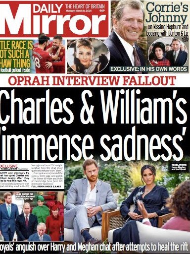 Daily Mirror front page. Picture: Supplied