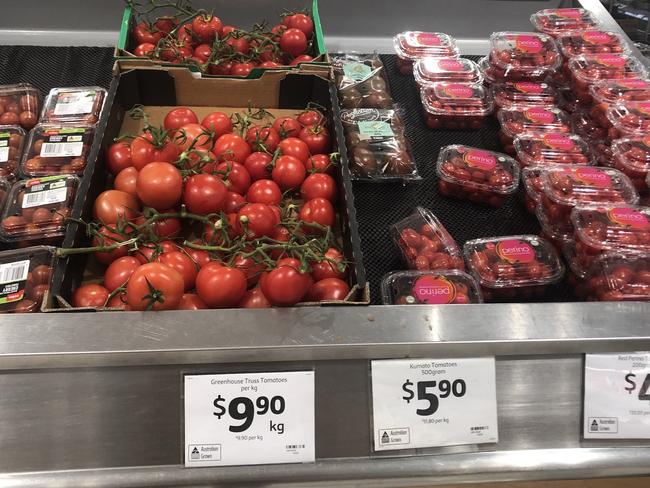 Shoppers have noticed higher prices on fresh produce at Coles, Woolworths and Aldi.