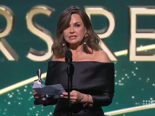 Lisa Wilkinson giving her speech at the Logies. Picture: Channel 9