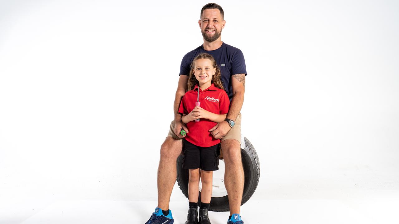 Kindergarten student Chloe would like to be a mechanic just like her dad. Picture: Tom Parrish