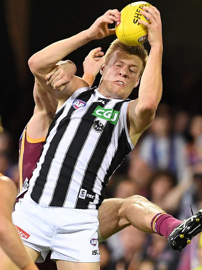 Jordan De Goey in action against Brisbane.