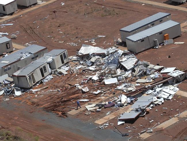 Damaged Fortescue Metals Group mining village near Port Hedland in WA after Cyclone George. Picture: Kerris Berrington