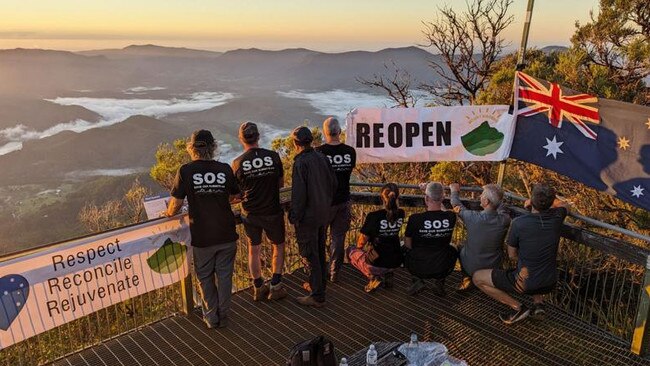 Hikers have defied a climbing ban at Mount Warning/Wollumbin in the Tweed to scale the summit for an Australia Day sunrise. Picture: Supplied