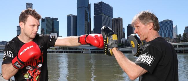 Hornet’s sting … Jeff Horn trains on the banks of South Brisbane. Picture: Annette Dew