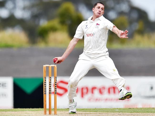 VCA Premier Cricket 1st's: Greenvale Kangaroos V Fitzroy Doncaster at Greenvale Reserve.Fitzroy Doncaster's Andrew Perrin.Picture: NIGEL HALLETT